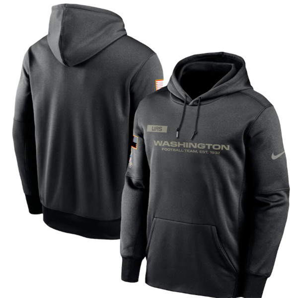 Men's Washington Football Team Black NFL 2020 Salute To Service Sideline Performance Pullover Hoodie
